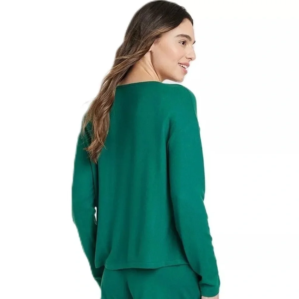Stars Above Women’s Cozy Henley Pajama Set in Green Size M